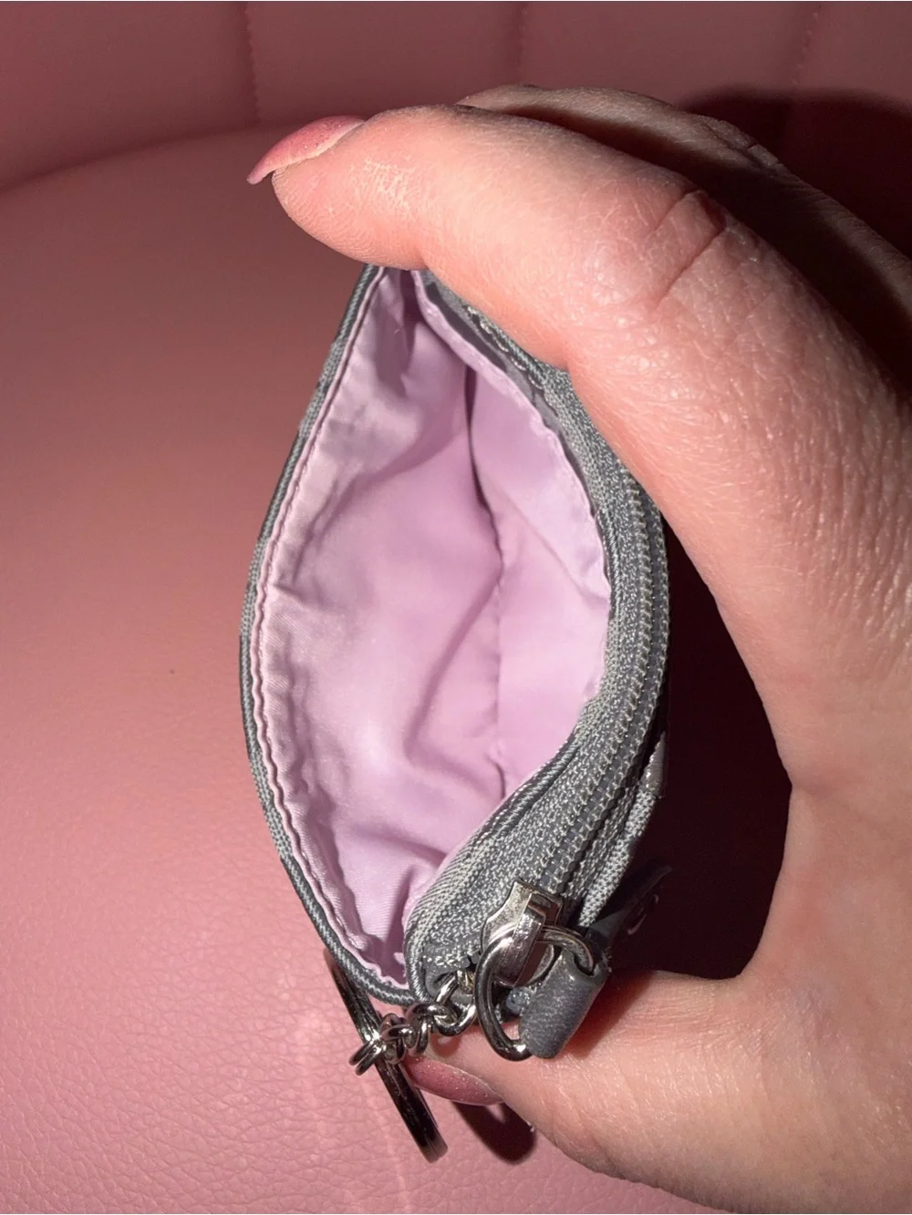 Coach Gray Signature Coin Pouch with Keyring